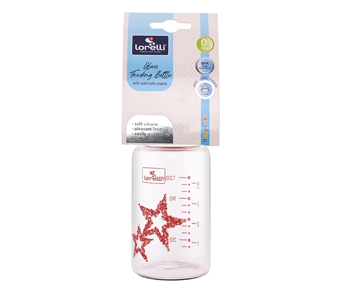 LORELLI STAKLENA FLASICA 120ml SA ANTI-COLIC CUCLOM - PINK STARS - Slika 3