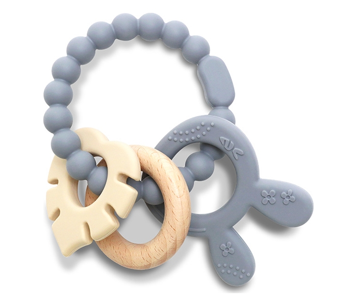 LORELLI SILIKONSKO DRVENA GLODALICA ZA BEBE RABBIT NATURAL - GREY - Slika 4