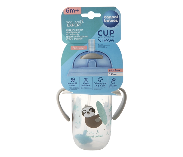 CANPOL BABIES NON-SPILL SPORTSKA SOLJA SA SLAMCICOM (TEG) 270ml 56/606 EXOTIC ANIMALS - GREY - Slika 6