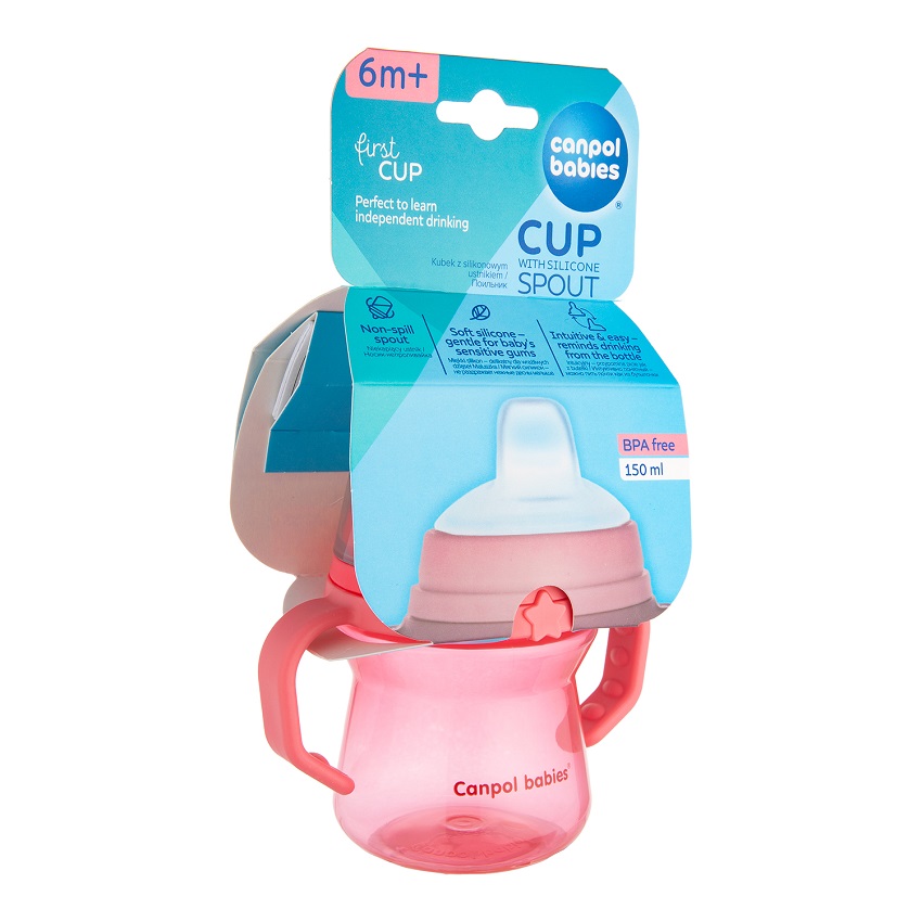 CANPOL BABIES SOLJA 150ml SA SILIKONSKIM KLJUNOM (56/614) - PINK - Slika 2