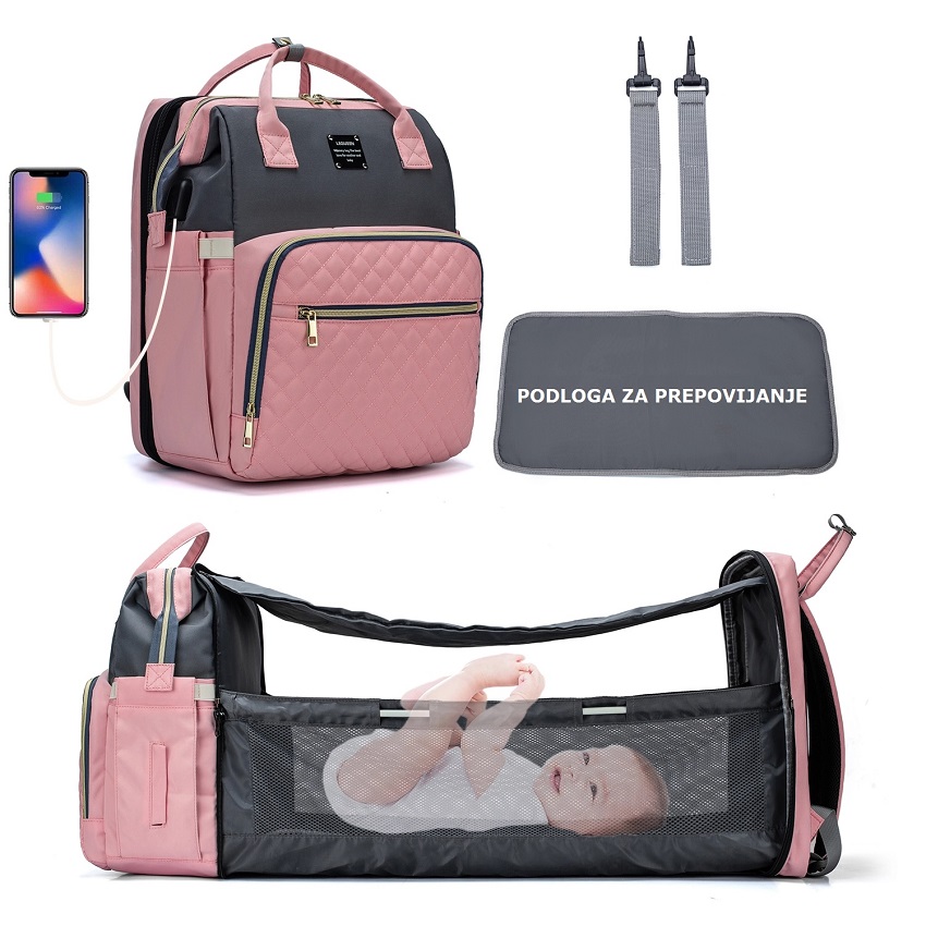 BBO TORBA ZA MAME (BT023) SPORT MAMA BAG - GREY - Slika 3