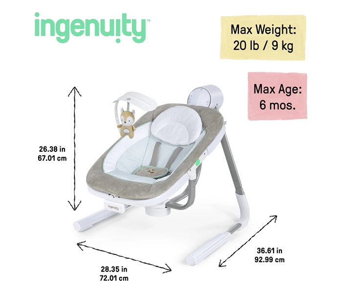 KIDS II INGENUITY LJULJASKA ANYWAY SWAY™ - RAY™ 0-9M (MAX 9KG)12584 - Slika 2