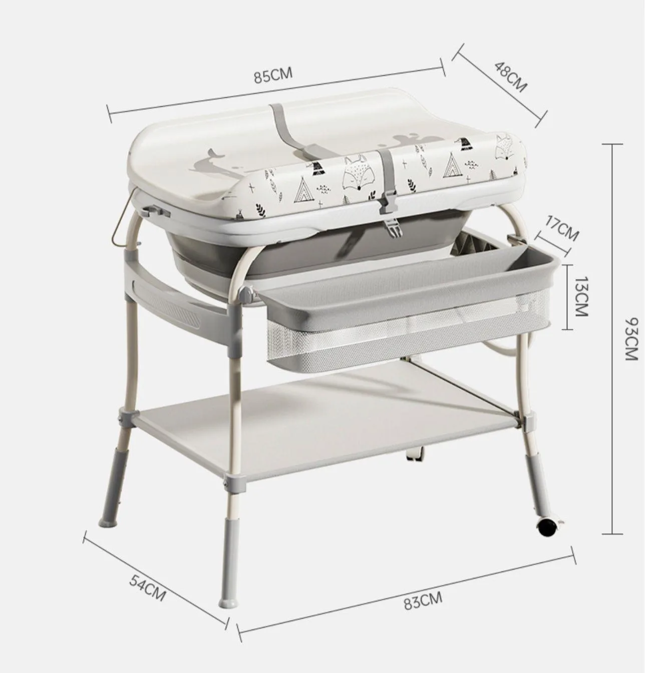 Korito za kupanje WM6012 – Sklopivo korito sa postoljem, policom i korpom (85×48 cm) - Slika 5