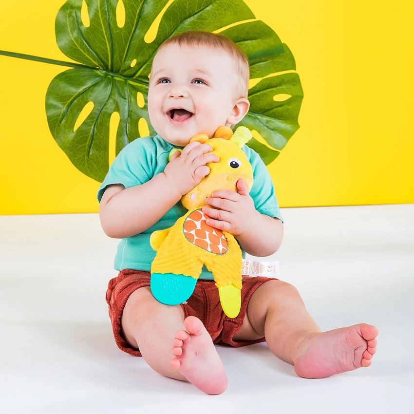 KIDS II BRIGHT STARTS ZVECKA/GLODALICA ZA BEBE - ZIRAFA I SLON 8916 SNUGGLE&TEETHE - Slika 4